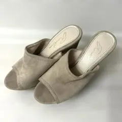 R&E ベージュのウェッジソールサンダル ミュール Lサイズ