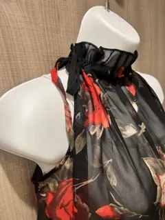 2枚セット シースルー 薔薇柄 ノースリーブ