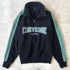 コンバース ハーフジップスエット トレーナー ロゴ L 黒 ブラック ライン