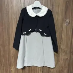 キャサリンコテージネイビー グレー フォーマルドレス（115）