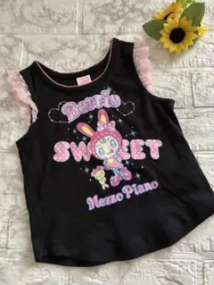 希少 メゾピアノ mezzo piano 半袖 T 平成レトロ ミミポポ 130 ❤メゾピアノ❤ミミポポ✨みみぽぽ✨ロック✨平成レトロ✨Tシャツ✨黒