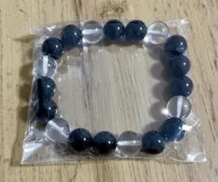 新品未開封 天然石 黒曜石×水晶ブレスレット