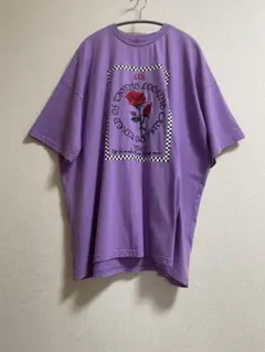RASVOA 半袖Tシャツ パープル ローズ柄
