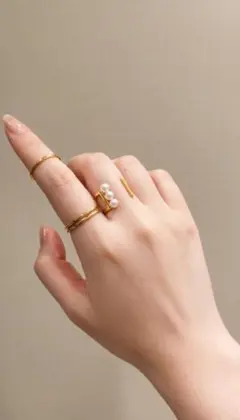 S【アコヤ級】極強光 淡水真珠 グラデーション リング 立体デザイン S925