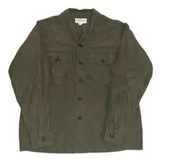 SASSAFRAS ヘリンボーン ワークシャツ カーキ 日本製のサムネイル