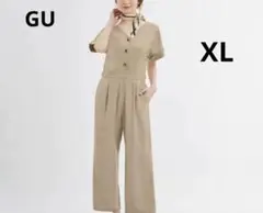 【未使用】GU フロントボタンジャンプスーツ　ブラウン　レディース　XL
