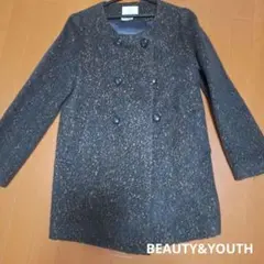 ほぼ新品！BEAUTY&YOUTH ダークグリーン ノーカラーロングコート M