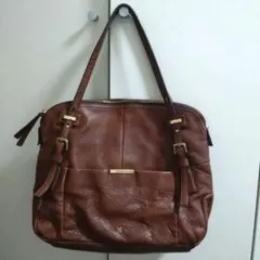 SAZABYブラウン 牛革レザーショルダーバッグ　肩かけ