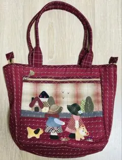 ★新作★スーちゃん＆お友達＆くま★トートバッグ　ハンドメイド　レッド系