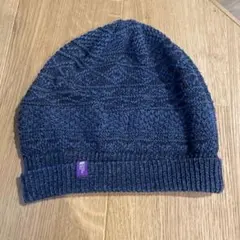 【美品】ノースフェイス パープルレーベル ワッフル ニットキャップ ネイビーのサムネイル