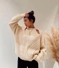 【ALEXIA STAM】新品未使用　ケーブル編みニットセーターのサムネイル