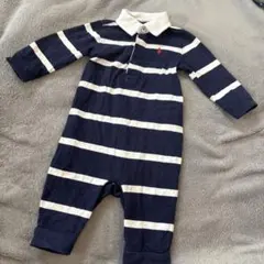 Ralph Lauren ネイビー・ホワイトストライプロンパース6m