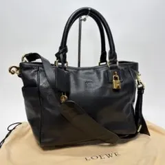 美品】ロエベLOEWEフスタアマソナ2wayハンドバッグ黒トートバッグ正規