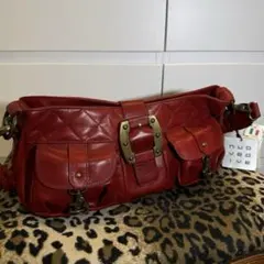 00s y2k red leather pocket gimmick bag