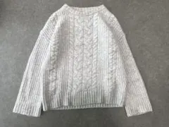 Spick&Span アンゴラ混 ケーブル編み ゆったりニット グレー