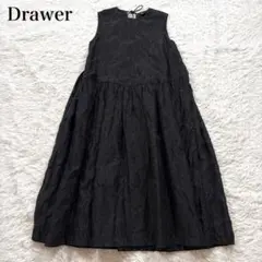 3647y【美品】ドゥロワー 小花柄ノースリーブフリルワンピース 水色 F