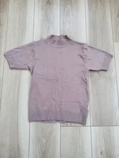 【GRL】半袖ニット トップス くすみピンク Mサイズ ハイネック