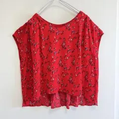 AZUL by moussy 花柄 半袖ブラウス M レッドのサムネイル