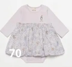 プティマイン　ピーターラビット刺繍ロンパース 70 ラベンダー新品未開封品