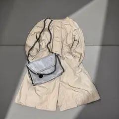 美品　コムサウォーク ロングコート フード脱着　総柄 ベージュ　コンサバ