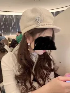 シャネル★CHANEL★ツイードチェーンデザイン★キャスケットお帽子★ココマーク