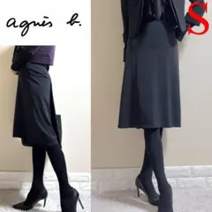 agnes b アニエスベー　フランス製　背面タック　スカート　黒　S 1 美脚