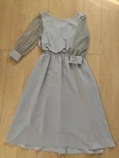 apart by lowrys 袖ドットチュールワンピース M グレー