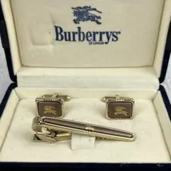 極美品✨箱付き✨バーバリー ネクタイピン カフスボタンセット シルバー タグあり✨】バーバリー セット☆カフス ネクタイピン 箱付！タイピン