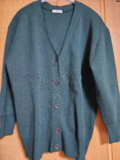 studio CLIP ダークグリーン Vネックカーディガン