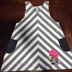 くまのがっこう　ストライプ柄エプロン