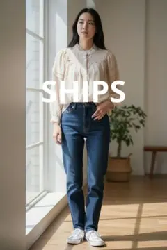 【美品】SHIPS シップス ベージュ 長袖 シャツ フリル M