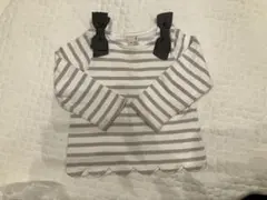 petit main ストライプ リボン付き 長袖カットソー　90