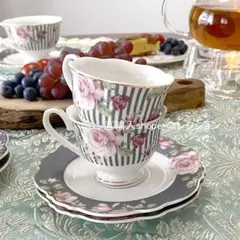 【２客セット】 2人用 デミタス コーヒーカップ 薔薇 コーヒー 紅茶 上品