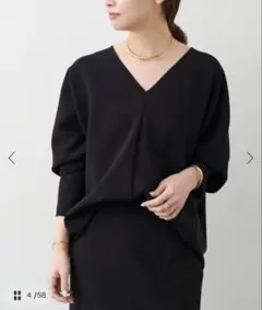 ドゥーズィエムクラス トリアセジョーゼット オーバーブラウス 黒 ☆美品☆ Deuxieme Classe（ドゥーズィエムクラス） ブラウス シャツ トリアセ