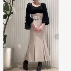 SNIDEL ニットドッキングマーメイドワンピース BLK サイズ1