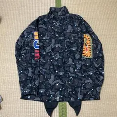 bape 新品 レア ネイビー ナイロンジャケット ジャンパー Lサイズ A BATHING APE（アベイシングエイプ） ダウンジャケット L ブルー