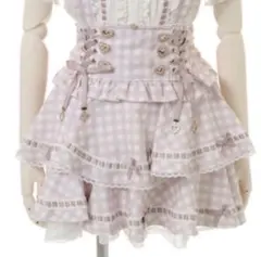 LIZLISA はしごリボンギンガムティアードスカパンピンク リズリサ