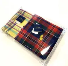 新品　ラルフローレン　タオルハンカチ　イエロー　レッド　ガーゼ