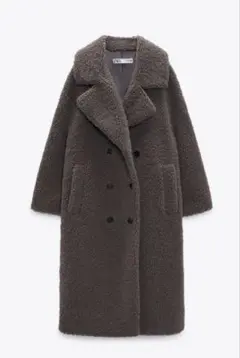 ZARA ブラウン　エクストラロング テディ　ダブルボアコート　S