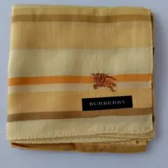 未使用　BURBERRY 綿100%ハンカチ イエロー ストライプ
