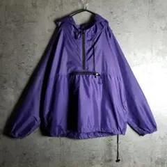 アノラックジャケット ナイロンパーカー パープル ブラック ドローコード 紫