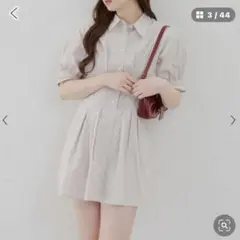 NICE CLAUP 後ろレースアップミニワンピース ストライプ