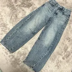 美品 GU バレルレッグジーンズ Sサイズ 丈短め68cm