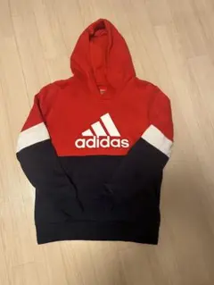 adidas フード付きパーカー 160cm レッド/ネイビー