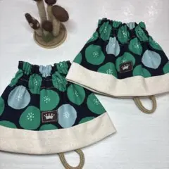 SA-26北欧調サークル花柄ショートアームカバー♩グリーン×ネイビー