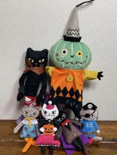 カルディ　ハロウィン くたくたネコちゃん・スプリングトール黒猫ほか　6体セットのサムネイル