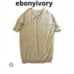 ebonyivory麻混サマーニット　半袖チュニック美品エボニィアイボリーのサムネイル