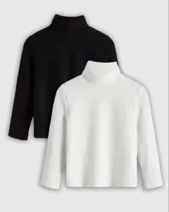 キッズ 2枚セット タートルネック トップス 白黒 120cm
