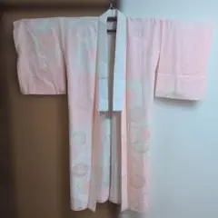 長襦袢 淡いピンク 梅の花 地紋入り　しつけ糸付