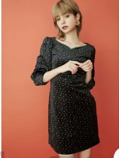 新品 タグ付dazzlin ベロア 小花柄 プリントワンピース 総柄 Mのサムネイル